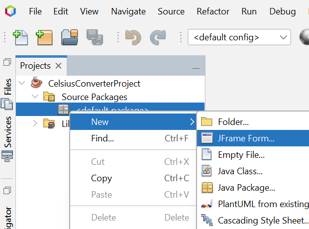 New‏ ← ‏JFrame Form