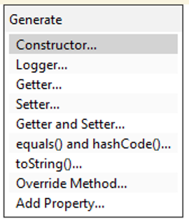 قائمة Generate وفيها Override Method